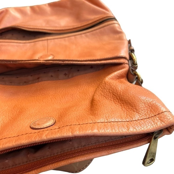 FOSSIL Explorer Fold Over Crossbody Leather Distressed Orange Bag Purse VINTAGE - Picture 7 of 15